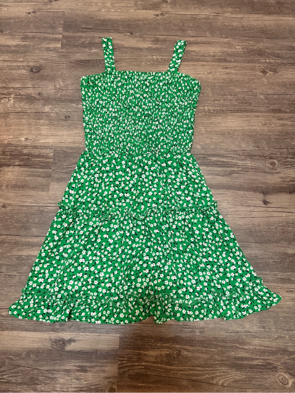 Sienna Sky Green Floral Smocked Sundress with Ruffle Hem